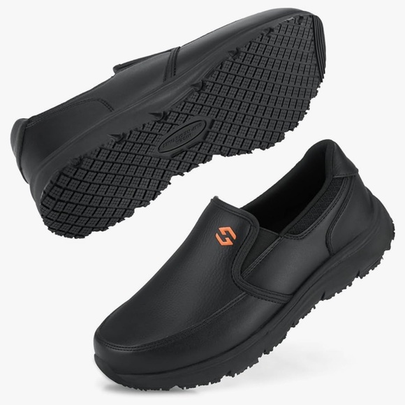 HISEA Men's Leather Non Slip Food Service Shoes Just try it , it didn’t fit - Picture 2 of 5